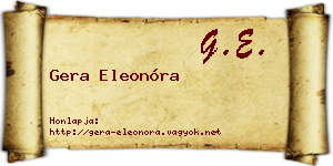 Gera Eleonóra névjegykártya